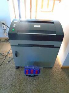 Cannon paper shredder. Very large unit. As shown. CASH ON SITE ONLY. PICKUP IS MONDAY MAY 11TH FROM 11 AM TO 4 PM. REGARDLESS WHAT THE SCHEDULE STATES.