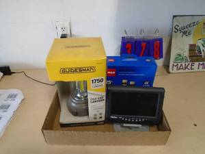 Misc flat with moniter & light. As shown. CASH ON SITE ONLY. PICKUP IS MONDAY MAY 11TH FROM 11 AM TO 4 PM. REGARDLESS WHAT THE SCHEDULE STATES.