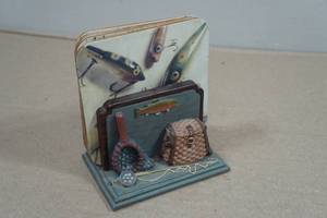 Fishing Themed Coaster Set with Holder