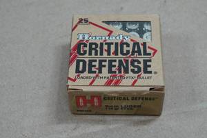 25 Hornady Critical Defense 9mm 115 Gr FTX Ammo