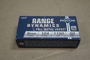 50 Fiocchi Range Dynamics 9mm 124 Gr FMJ Ammo
