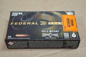 20 Federal Premium .308 Win 168 Gr Gold Medal Center Strike Open Tip Match Ammo