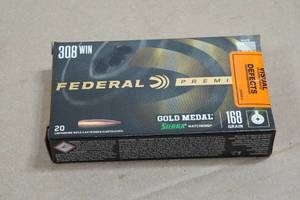 20 Federal Premium .308 Win 168 Gr Sierra Gold Medal Matchking Ammo