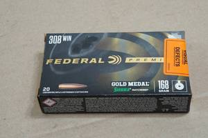 20 Federal Premium .308 Win 168 Gr Sierra Gold Medal Matchking Ammo