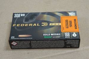 20 Federal Premium .308 Win 168 Gr Sierra Gold Medal Matchking Ammo