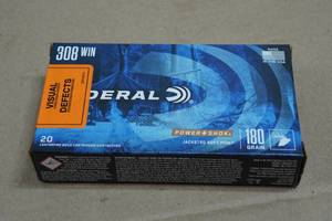 20 Federal Power-Shok .308 Win 180 Gr JSP Ammo