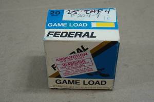 25 Federal Duck & Pheasant 20 Gauge 2-34 4 Shot Shotshells