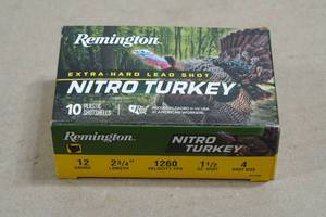 10 Remington Nitro Turkey 12 Gauge 2-34 4 Shot Shotshells