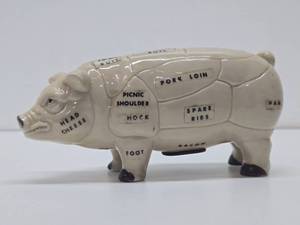 Vintage Butcher Cuts of Meat Ceramic Pig Bank
