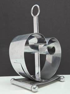 Signed Mid Century Designer Deco Chrome Magazine Stand - Norman Bel Geddes for Revere