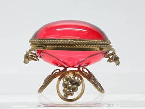 Lovely Antique Victorian Cranberry Glass Jewelry  Ring Holder&nbsp