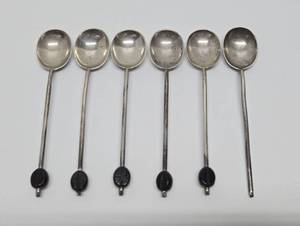 Set of 6 Vintage  Antique Hallmarked Sterling Silver Spoons