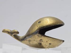 Vintage Heavy Solid Brass Whale Ashtray or Cigarette Holder