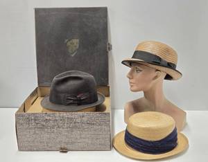 Group of 3 Vintage Mens Fedora etc Hats