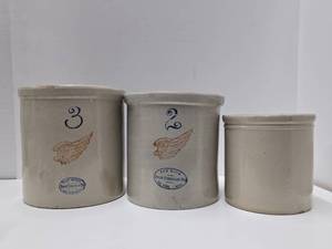 3 Old Vintage Stoneware Crocks including RED WING&nbsp