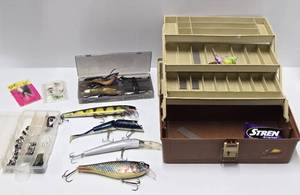 Tackle Box wFishing Lures including Large Muskie Lures