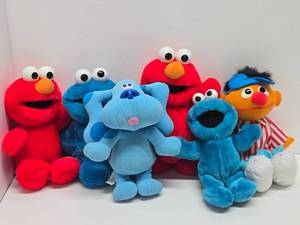 Group of Sesame Street Tyco etc Tickle Me Plush Toys