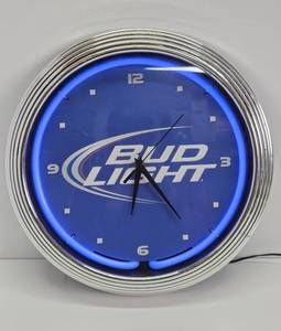 Working BUD LIGHT Lighted Advertising Beer Clock