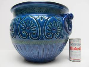 Beautiful Large Blue Vintage Ceramic Planter - Jay Willfred - Made in Italy