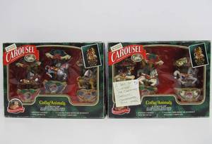 2 Sets of Working MR CHRISTMAS Carousel Christmas Decorations