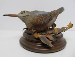 Excellent Hand Carved &amp Painted Woodcock Bird Carving by John Strutt III&nbsp