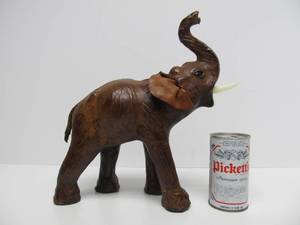 Genuine Leather Wrapped Elephant Statue
