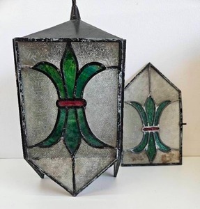 Vintage Stained Glass Hanging Fixture