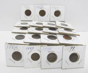 Lot of 19 Different Indian Head Pennies from 1882-1907