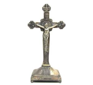 Signed Vintage Jennings Brothers Silver Plated Crucifix