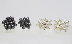 2 Sets of Sterling Silver &amp Freshwater Pearl Cluster Earrings