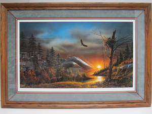 Framed Signed Numbered Terry Redlin Wildlife Eagle Print - Flying Free