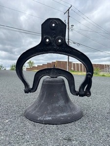 Large Antique Cast Iron Bell w/Original Yoke - Crystal Metal