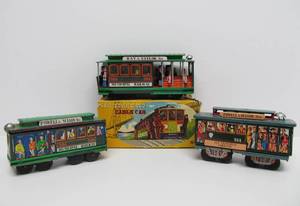 Set of 3 Tin Litho San Francisco Train Cars