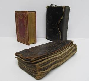 3 Antique Books - Including Very Early Leather Bound Book&nbsp