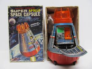 Old Vintage Battery-Op Super Apollo Space Capsule Toy w Original Box