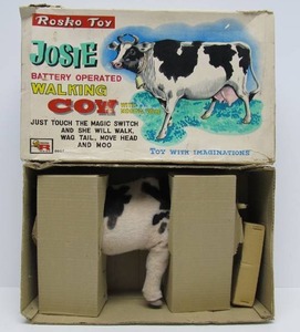 Old Vintage Battery-Op Rosko Josie the Walking Cow Toy w Original Box