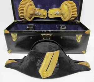 Identified Civil War Era Cap, Belt &amp; Shoulder Epaulets w/Original Case