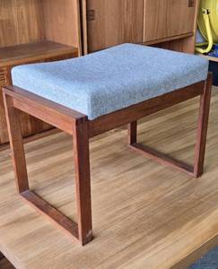 Very Nice Vintage Danish Modern Teak Padded Stool