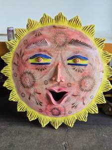 LARGE Vintage Neon Lighted Sun Wface Wall Sculpture