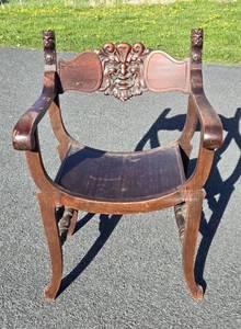 Awesome Antique 1920s era Gothic  Renaissance Revival Armchair wFaces by the Stomps-Burkhardt Company