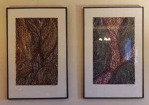Pair of Framed Signed Linocut Artworks