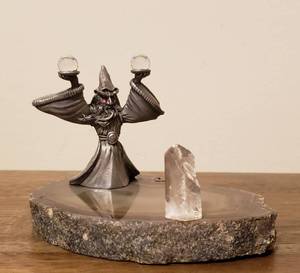 Agate Slab wPewter Wizard &amp Crystal