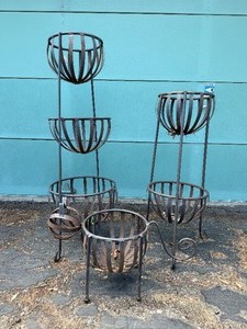 3 Outdoor Metal Plant Basket Stands&nbsp