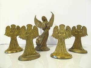 Group of Vintage Sold Brass Angel Figures