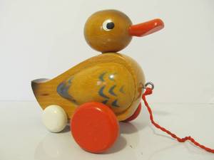 Nice Vintage BRIO Sweden Wooden Duck Pull Toy