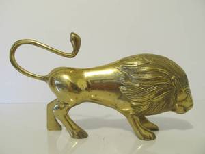 Solid Brass Vintage Lion Statue