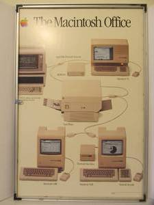 Large Vintage Double-Sided Framed APPLE COMPUTER Advertising Cardboard Poster Sign - 1985 #1