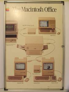 Large Vintage Double-Sided Framed APPLE COMPUTER Advertising Cardboard Poster Sign - 1985 #2