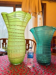 2 LARGE Art Glass Vases