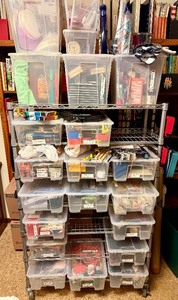 NSF 5 Rolling Shelving Unit FULL of Good Brand New Items - Tools, Useful Household Items etc